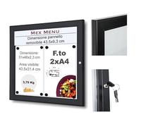 BACHECA DA ESTERNO PORTA MENU STRUTTURA ALLUMINIO COLORE NERO APERTURA A LIBRO - 2XA4