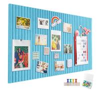 Bacheca decorativa in feltro, autoadesiva, 60 x 40 cm, in feltro, spessore 0,9 cm, pieghevole, per ufficio, cucina, blu cielo