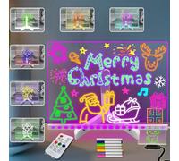 Bacheca di visualizzazione trasparente acrilico 11.81 x 7.95Inch luce notturna 7 colori con telecomando lavagna bianca luminosa con supporto pieghevole lavagna di pianificazione lampada da tavolo