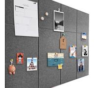 Bacheca Grande 120x90cm Bacheca in Feltro Autoadesiva con 90 Puntine da Disegno, 12 Pezzi 9mm di Spessore Bacheca, Vision Board per Foto, Bacheca Promemoria per Casa Cucina Ufficio Scuola, grigio