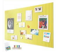 Bacheca grande 60 x 40 cm, grande piastra in sughero, in feltro, spessore 0,9 cm, pieghevole, con nastro adesivo, in feltro, colore giallo limone