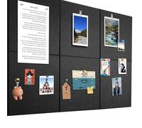 Bacheca Grande 90x60cm Bacheca in Feltro Autoadesiva con 60 Puntine da Disegno, 6 Pezzi Spessore 9mm Bacheca, Vision Board per Foto, Promemoria Bacheca per Casa Cucina Ufficio Scuola, Nero