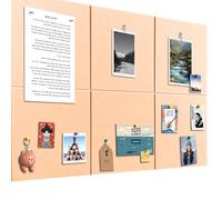 Bacheca Grande 90x60cm Bacheca in Feltro Autoadesiva con 60 Puntine da Disegno, 6 Pezzi Spessore 9mm Bacheca, Vision Board per Foto, Promemoria Bacheca per Casa Cucina Ufficio Scuola, beige