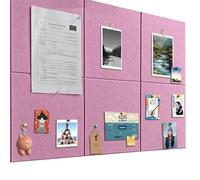 Bacheca Grande 90x60cm in Feltro Autoadesivo con 60 Puntine, 6 Pezzi da 9mm di Spessore, Vision Board per Foto, Memo Board per Casa, Cucina, Ufficio, Scuola, Rosa