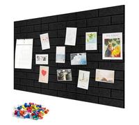 Bacheca grande da parete, set di 6 bacheche in feltro 30x30 cm, bacheca in feltro autoadesiva combinabile, grande, per soggiorno, camera dei bambini e ufficio, decorazione da parete,Nero