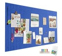 Bacheca grande in feltro autoadesiva, 60 x 40 cm, blu pavone, strisce verticali, bacheca decorativa in feltro pieghevole, lavagna foto, lavagne memo, memo board, bulletin board per ufficio, cucina