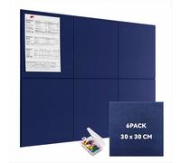 Bacheca grande in feltro, confezione da 6 bacheche da 30 x 30 cm, blu navy, con 30 puntine e 36 linguette adesive rimovibili sicure, alternativa alle mattonelle in feltro per parete, casa, ufficio