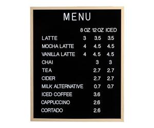 Bacheca grande per menù con lettere, in feltro nero, grande con lettere in plastica bianca, resistente, stile retrò, vintage, per ristoranti, bar, pub, 61 x 76,2 cm