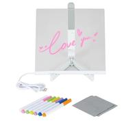Bacheca in acrilico - Lavagna da tavolo a LED, bacheche con blocco note illuminate| Include 7 penne colorate per scrivere superfici per bambini che disegnano compiti per ufficio progetti artistici di