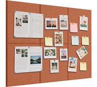 Bacheca in feltro, 60 x 90 cm, 6 bacheca in feltro, autoadesive, 30 x 30 cm, decorazione da parete (arancione)