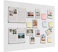 Bacheca in feltro, 60 x 90 cm, 6 bacheca in feltro, autoadesive, 30 x 30 cm, decorazione da parete (bianco)