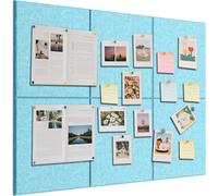 Bacheca in feltro, 60 x 90 cm, 6 bacheca in feltro, autoadesive, 30 x 30 cm, decorazione da parete (blu marino)