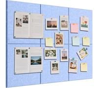 Bacheca in feltro, 60 x 90 cm, 6 bacheca in feltro, autoadesive, 30 x 30 cm, decorazione da parete (celeste)