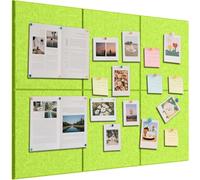 Bacheca in feltro, 60 x 90 cm, 6 bacheca in feltro, autoadesive, 30 x 30 cm, decorazione da parete (foglie autunnali verdi)