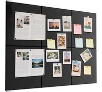 Bacheca in feltro, 60 x 90 cm, 6 bacheca in feltro, autoadesive, 30 x 30 cm, decorazione da parete (nero)