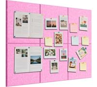 Bacheca in feltro, 60 x 90 cm, 6 bacheca in feltro, autoadesive, 30 x 30 cm, decorazione da parete (rosa)
