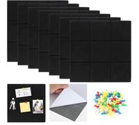 Bacheca in feltro, 7 pezzi di grandi dimensioni autoadesive, 30 x 30 cm, lavagne memo con 50 spilli, bacheca in feltro, decorazione da parete in sughero, per ufficio, cucina, scuola (nero, 30 x 30 cm)