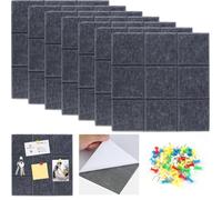 Bacheca in feltro, 7 pezzi di grandi dimensioni autoadesive, 30 x 30 cm, lavagne memo con 50 spilli, bacheca in feltro, decorazione da parete in sughero, per ufficio, cucina, scuola (grigio scuro, 30