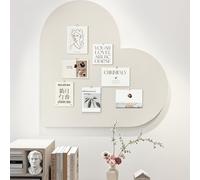 Bacheca in feltro a forma di cuore con nastro autoadesivo, 50 x 50 cm, grande decorazione da parete per promemoria, foto, bacheca in feltro per casa e scuola (bianco)