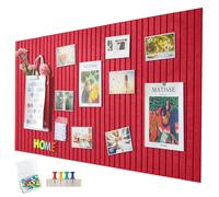 Bacheca in feltro, autoadesiva, 60 x 40 cm, bacheca decorativa in feltro, spessore 0,9 cm, pieghevole, lavagna per memo e bacheca, decorazione da parete per ufficio, cucina, rosso