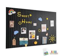 Bacheca in feltro, autoadesiva, 60 x 40 cm, bacheca decorativa in feltro, spessore 0,9 cm, pieghevole, lavagne memo per ufficio, cucina, colore nero