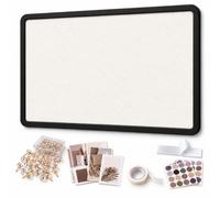 Bacheca in feltro con bordo decorativo e accessori di fissaggio | Dai spazio ai ricordi e tieni sott’occhio i piccoli impegni quotidiani(Milk+Black,60x120cm/23.6x47.2in)