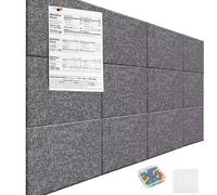 Bacheca in feltro, confezione da 12 lavagne in sughero grandi per pareti, 120 x 90 cm, bacheca con 80 puntine, piastrelle da parete per ufficio e casa, alternativa per foto e promemoria, grigio scuro