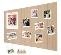 Bacheca in Sughero Autoadesiva 80x40 cm, Bacheca Decorativa in Feltro, Lavagna Sughero Autoadesivo con 35 Puntine, Fototela Pieghevole, Memoboard Vision Board per Ufficio, Casa e Camera dei Bambini