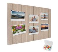 Bacheca in Sughero Sentito 60x 40 CM, 9MM Bacheca Decorativa in Feltro, Parete Adesiva con 35 Puntines, Lavagna Sughero da Parete, Bacheca in Feltro per Foto e Appunti in Casa e Ufficio (Beige scuro)
