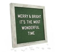 Bacheca intercambiabile in feltro 25 x 25 cm, con cornice rustica, lavagna in feltro verde per messaggi personalizzati, ideale per baby shower e nascite