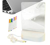 Bacheca LED - 13 x 17 x 4 cm, bacheca in acrilico illuminata | Luce notturna USB con 7 penne - base in ABS e display caldo a 6 LED per appunti, promemoria e regali, ideale per uso domestico e ufficio