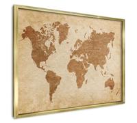 Bacheca Magnetica 70x50 cm | con Cornice Oro | Mappa D'Epoca
