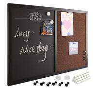Bakaji Lavagna Magnetica con Bacheca Memo in Sughero Combinata 60 x 40 cm Cornice in Legno con Set Gessetti 2 Magneti e 6 Puntine Design Moderno Lavagnetta Casa Cucina Ufficio (Nero)
