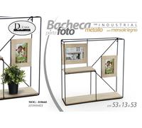BACHECA MENSOLA DA PARETE CON PORTAFOTO LIBRERIA SCAFFALE METALLO LEGNO 5353 cm