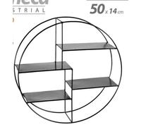 BACHECA MENSOLA DA PARETE TONDA METALLO 4 RIPIANI LIBRERIA SCAFFALE MENSOLE 50cm