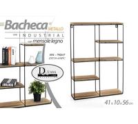 BACHECA MENSOLA SCAFFALE PORTA OGGETTI METALLO MURO PARETE LEGNO 4110h56 cm