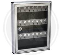 BACHECA PER 24 CHIAVI IN ALLUMINIO COLORE SILVER, CON SPORTELLO PLEXIGLASS 95738