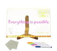 Bacheca per appunti a LED con colori per bambini, bacheca per messaggi in acrilico a LED, multifunzionale, per scrivere messaggi con penna luminosa