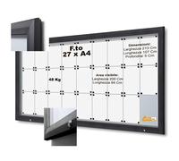 BACHECA PER ESTERNI CERTIFICATA RIBALTA VETRO TEMPRATO VARIE MISURE SERRATURA