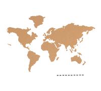 Navaris Planisfero Bacheca Sughero 102x50,3cm - Mappa Mondo Autoadesiva 18x pz 10x Puntine 1x Set Fissaggio - Cork Memo Board con Mappamondo - Marrone