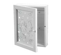 BACHECA PORTA CHIAVI PARETE CUORE BIANCA CASSETTA CHIAVI APPENDI LEGNO 20266cm