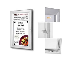BACHECA PORTA MENU PER ESTERNO PANNELLO LOGO PERSONALIZZATO SERRATURA E CHIAVI - 1xA4