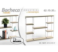 BACHECA PORTA OGGETTI METALLO INDUSTRIAL PARETE MENSOLE LEGNO 621050CM BIANCO
