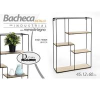 BACHECA PORTA OGGETTI METALLO RETTANGOLARE PARETE MENSOLE LEGNO 451260CM