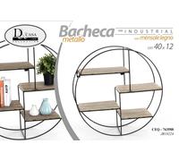 BACHECA PORTA OGGETTI METALLO TONDA PARETE MENSOLE LEGNO 4012CM