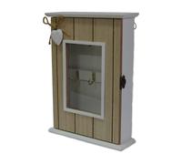 BACHECA PORTACHIAVI IN LEGNO 6 GANCI IN METALLO DESIGN CUORE CON FIOCCHETTO IN C