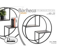 BACHECA TONDA DA PARETE 2 RIPIANI IN METALLO NERO 6023 CM INDUSTRIAL JAA-751578