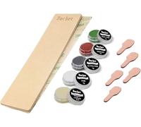 Bacher DIY Stropping Set - Strop Cuoio per Affilatura con Composto Lucidante - Pelle per Affilare Coltelli - Cuoio Conciata al Vegetale Spesso 1/8" (206mm x 56mm), Nastro Adesivo 3M, Compound 4 x 7g