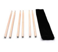 Bachette 5a con 3 Paia, Bacchette in d'acero per Batteria Acustica o Elettronica, Portatile Borsa in Flanella per un Facile Trasporto