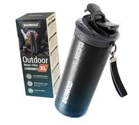 Bachgold® Borraccia filtrante acqua non potabile XL [800 ml] con capacità di filtrazione di 1500 L I Rimuove il 99,99% dei batteri e filtra microplastiche, particelle e cloro I Per blackout e crisi